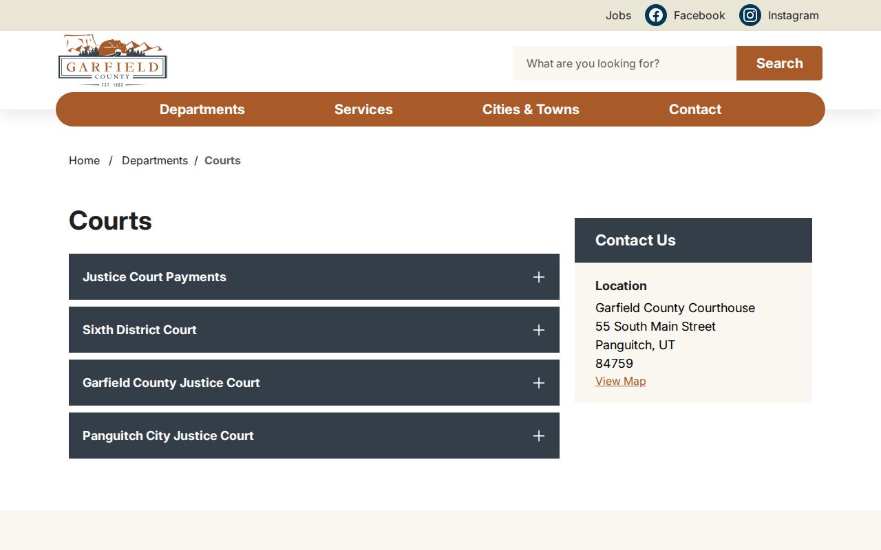 Garfield County court page with traffic and failure-to-appear instructions