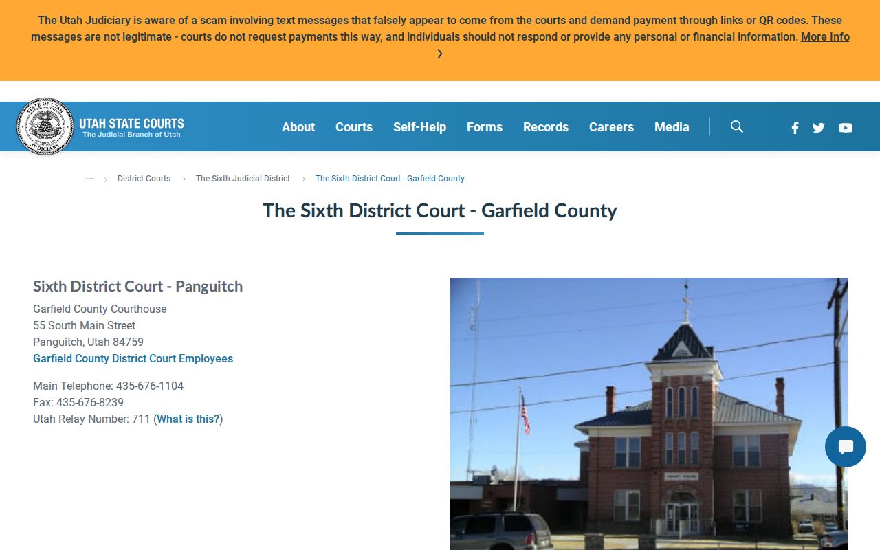 Official Utah Courts Sixth District Garfield location page