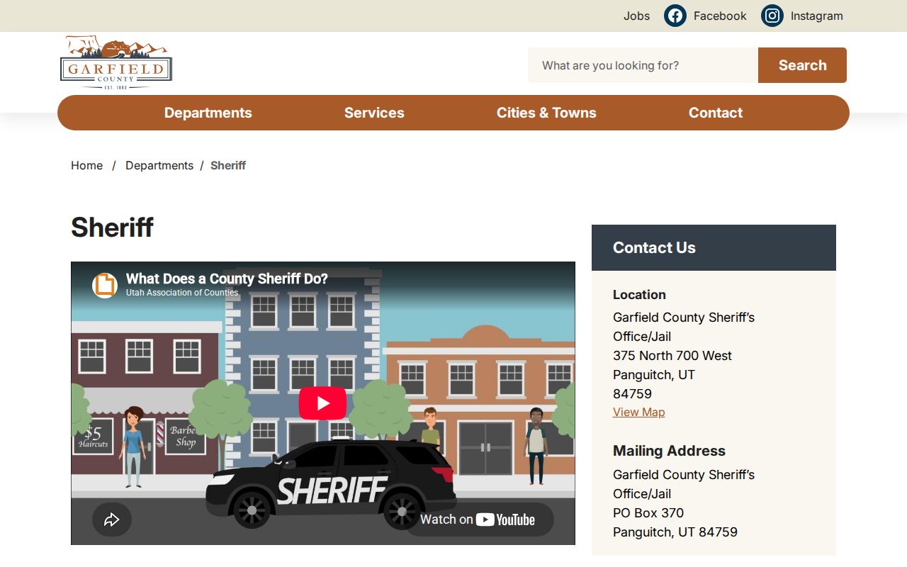 Garfield County Sheriff's Office and Jail public contact information