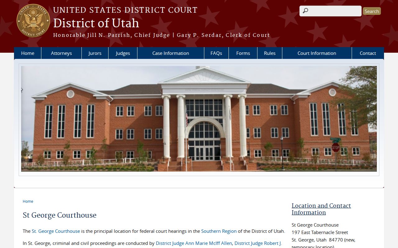 Official St. George federal courthouse location information